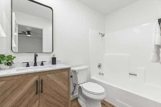 4514 Dawson Ave Unit 2, San Diego, CA 92115 - full bathroom featuring vanity, bathtub / shower combination, ceiling fan, and wood finished floors