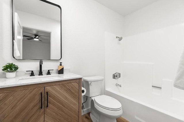 4514 Dawson Ave Unit 4, San Diego, CA 92115 - bathroom with vanity, bathtub / shower combination, wood finished floors, and ceiling fan
