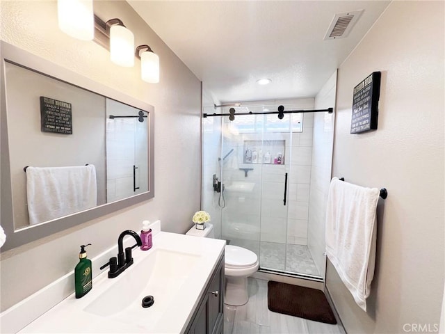 28303 Sycamore Dr, Saugus, CA 91350 - bathroom with vanity, a shower stall, and recessed lighting