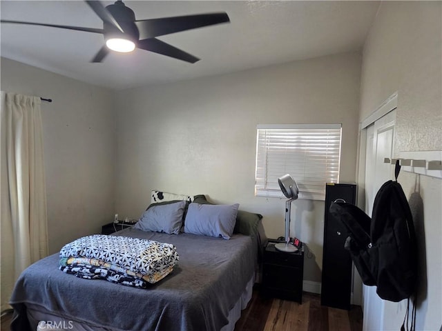 1292 N California Ave, Beaumont, CA 92223 - bedroom featuring dark wood-style floors and a ceiling fan