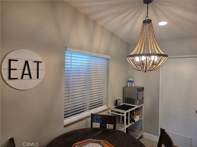 1292 N California Ave, Beaumont, CA 92223 - dining room featuring a chandelier and baseboards