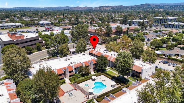 17574 Vandenberg Ln Unit 1, Tustin, CA 92780 - bird's eye view of a pool and mountains