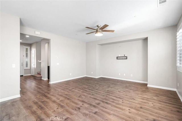 28419 Sunflower St, Highland, CA 92346 - spare room featuring a ceiling fan, wood finished floors, and plenty of natural light