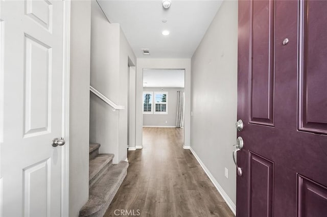 28419 Sunflower St, Highland, CA 92346 - foyer entrance with wood finished floors and stairs