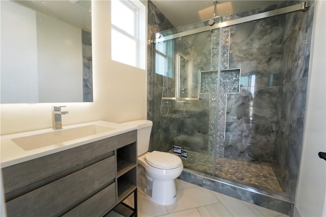 630 N Juniper St, Escondido, CA 92025 - bathroom with vanity, a stall shower, and tile patterned flooring