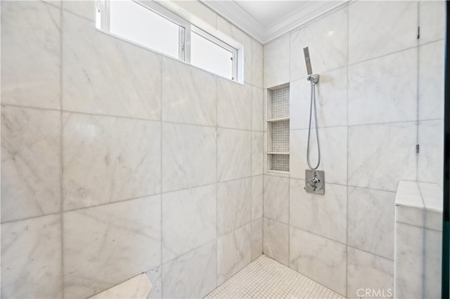 29426 Via Napoli Unit 121, Laguna Niguel, CA 92677 - bathroom with crown molding and tiled shower