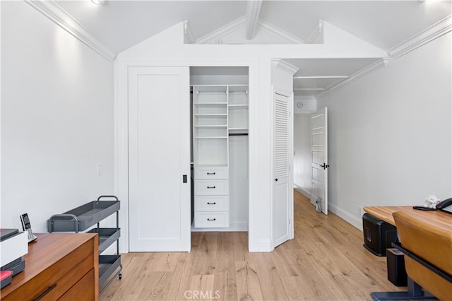29426 Via Napoli Unit 121, Laguna Niguel, CA 92677 - office space with attic access, light wood-style flooring, and crown molding
