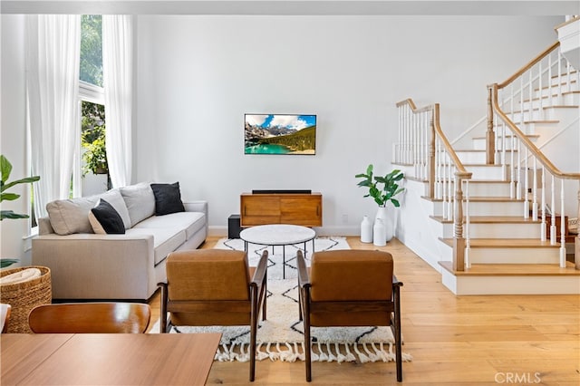 29426 Via Napoli Unit 121, Laguna Niguel, CA 92677 - living room with light wood finished floors and stairs
