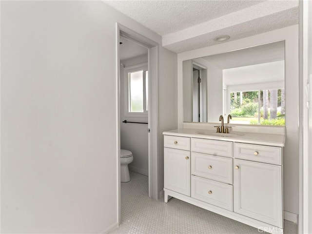 2640 Via Anacapa, Palos Verdes Estates, CA 90274 - bathroom featuring vanity, tile patterned floors, and a textured ceiling