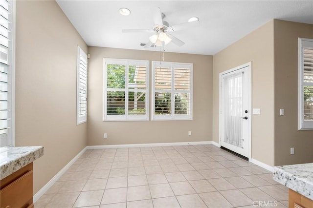 26135 Palm Breeze Ln, Menifee, CA 92586 - unfurnished dining area featuring a ceiling fan and recessed lighting