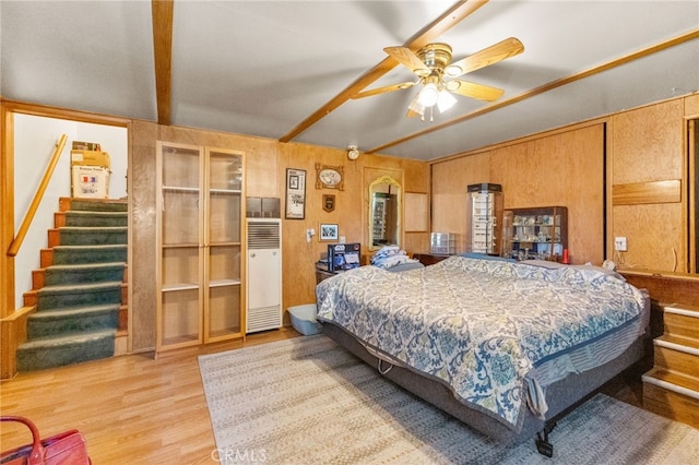 29239 Lake Brook Ave, Cedar Glen, CA 92321 - bedroom featuring wood finished floors, beam ceiling, and wooden walls