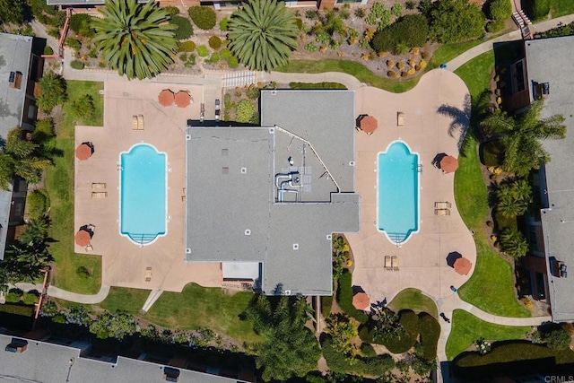 6812 Hyde Park Dr Unit G, San Diego, CA 92119 - aerial overview of property's location featuring a pool