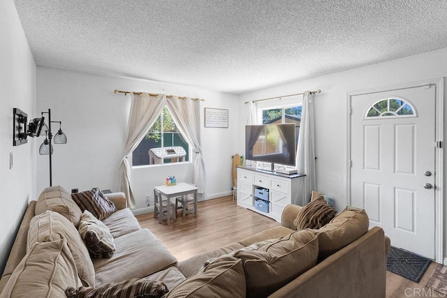 7023 Lisbon St, San Diego, CA 92114 - living room featuring healthy amount of natural light, a textured ceiling, and wood finished floors