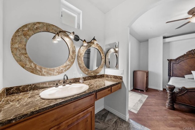 20202 Deerhorn Valley Rd, Jamul, CA 91935 - bathroom featuring vanity and a ceiling fan