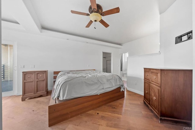 20202 Deerhorn Valley Rd, Jamul, CA 91935 - bedroom featuring ensuite bathroom, ceiling fan, and light wood-style floors