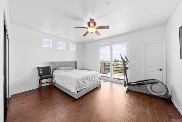 20202 Deerhorn Valley Rd, Jamul, CA 91935 - bedroom featuring access to outside, wood finished floors, and a ceiling fan