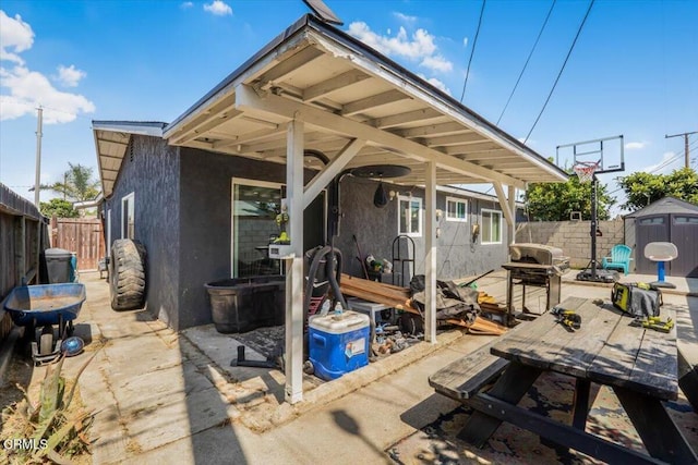 118 Everest St, Oxnard, CA 93030 - fenced backyard with a patio area, a storage unit, and outdoor dining area