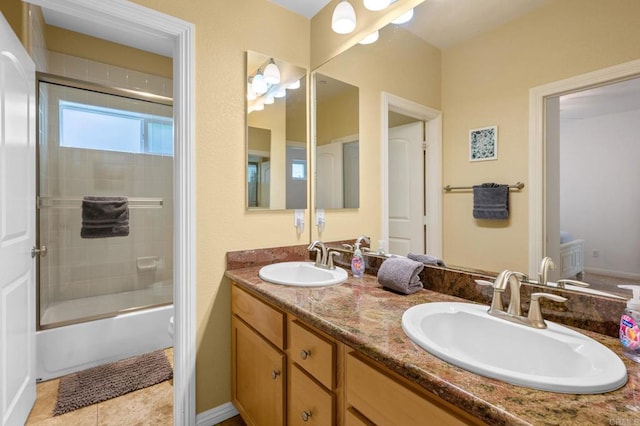 432 S Cleveland St, Oceanside, CA 92054 - bathroom with double vanity and shower / bath combination with glass door