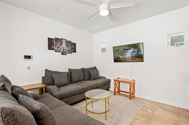 432 S Cleveland St, Oceanside, CA 92054 - living room with ceiling fan and light tile patterned flooring