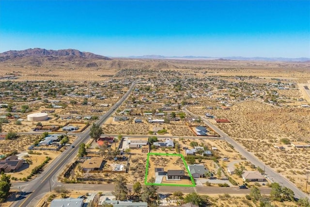 61850 Alta Mura Dr, Joshua Tree, CA 92252 - aerial overview of property's location featuring property parcel outlined and mountains