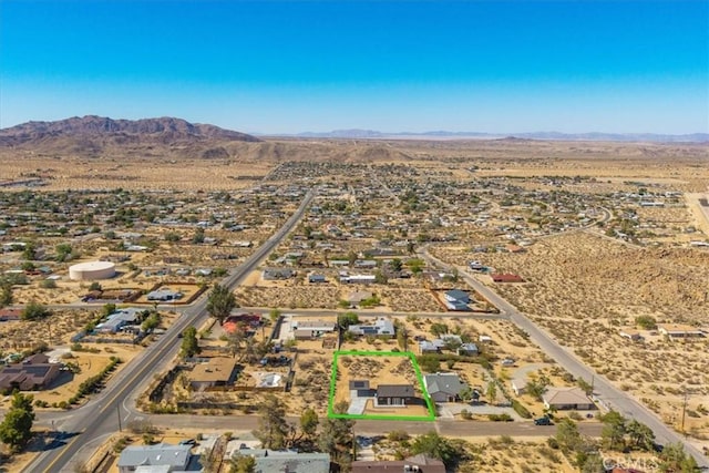 61850 Alta Mura Dr, Joshua Tree, CA 92252 - aerial view of property's location with property boundaries highlighted and a mountain backdrop