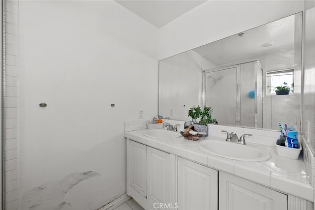 50802 280th St W, Lancaster, CA 93536 - full bathroom featuring double vanity and a stall shower