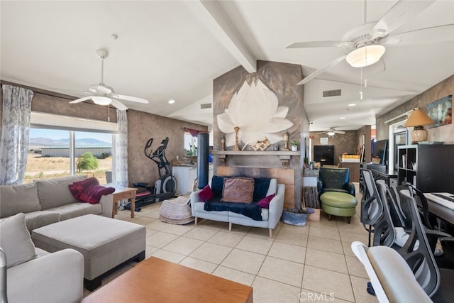 50802 280th St W, Lancaster, CA 93536 - living area with a ceiling fan and light tile patterned floors