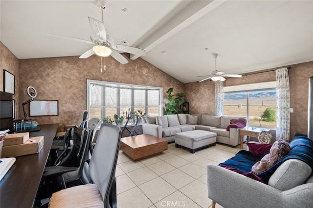 50802 280th St W, Lancaster, CA 93536 - living room featuring ceiling fan and light tile patterned floors