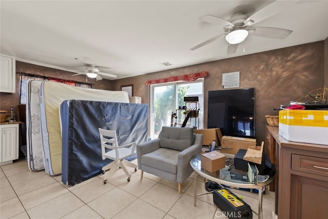 50802 280th St W, Lancaster, CA 93536 - living room with ceiling fan and light tile patterned floors