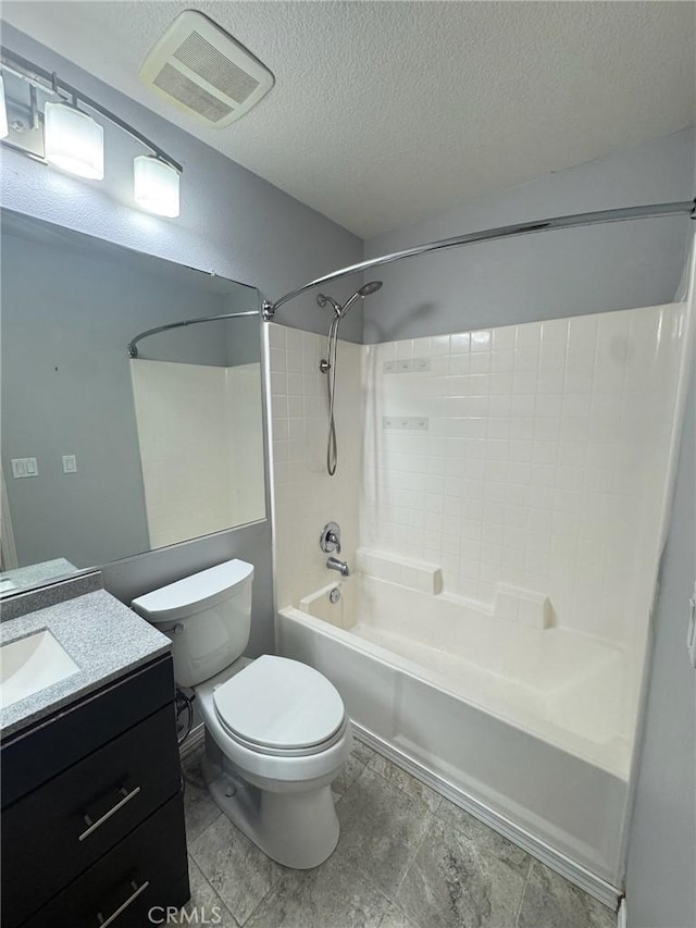 24112 Joshua Dr, Valencia, CA 91354 - full bathroom with vanity, shower / bath combination, and a textured ceiling