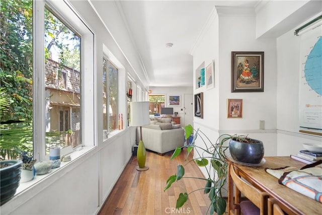 2511 W 5th St, Los Angeles, CA 90057 - sunroom featuring hardwood / wood-style floors and ornamental molding