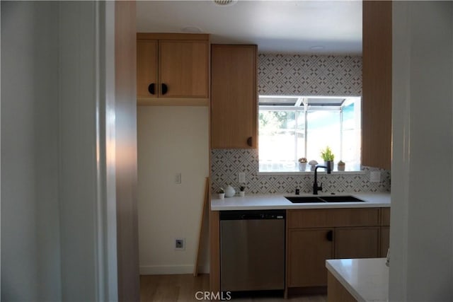 3565 Lashbrook Ave, Rosemead, CA 91770 - kitchen featuring dishwasher, light countertops, tasteful backsplash, and light wood-style flooring