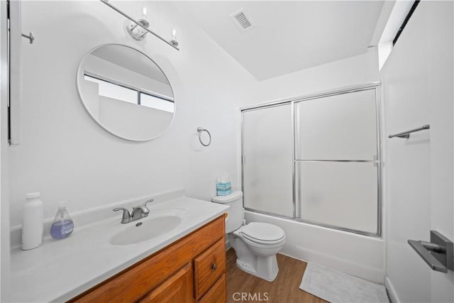 2608 W Grand Ave Unit B, Alhambra, CA 91801 - bathroom with vanity, enclosed tub / shower combo, and wood finished floors