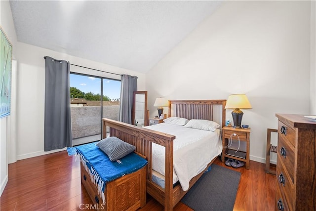 2608 W Grand Ave Unit B, Alhambra, CA 91801 - bedroom with wood finished floors, access to outside, and high vaulted ceiling