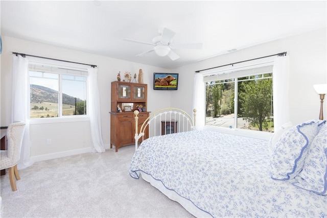 9401 Whispering Pines Rd, Frazier Park, CA 93225 - bedroom with light colored carpet and a ceiling fan