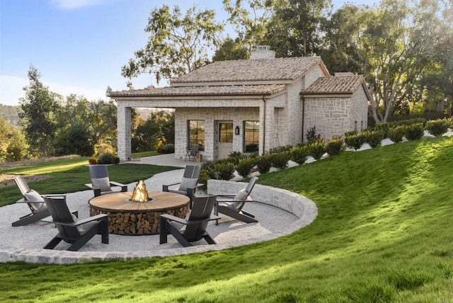 17845 Via De Fortuna, Rancho Santa Fe, CA 92067 - view of patio / terrace featuring a fire pit