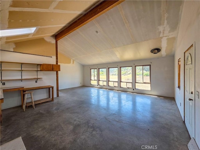 7022 Quarry Rd, Weed, CA 96094 - unfurnished living room with concrete floors and a skylight