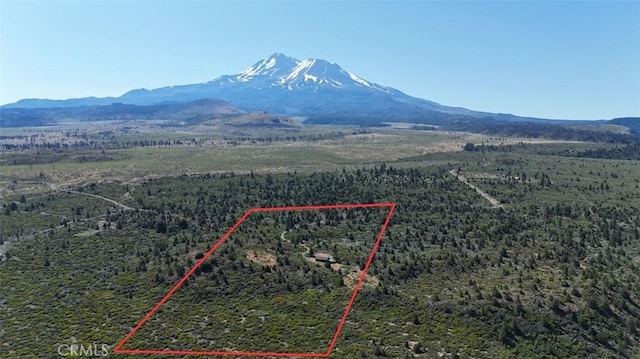 7022 Quarry Rd, Weed, CA 96094 - aerial view of property's location featuring property parcel outlined and a mountain backdrop