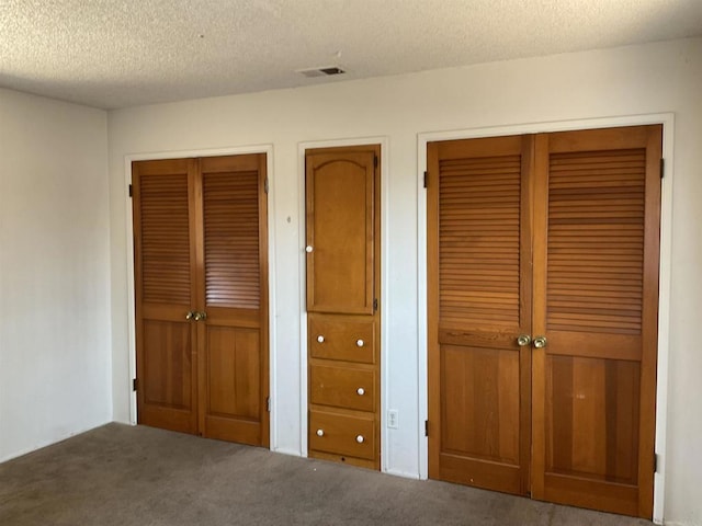 1110 E Alvarado St, Fallbrook, CA 92028 - unfurnished bedroom with two closets, carpet, and a textured ceiling