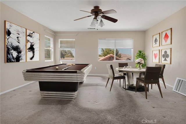 14094 Gray Ln, Victorville, CA 92394 - dining space with pool table, ceiling fan, plenty of natural light, and carpet floors