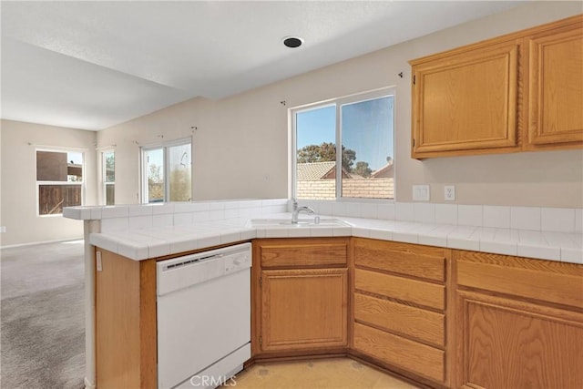 14094 Gray Ln, Victorville, CA 92394 - kitchen featuring dishwasher, healthy amount of natural light, light colored carpet, and light countertops