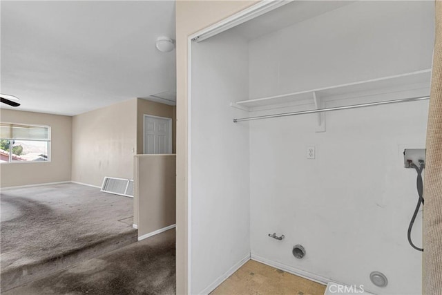 14094 Gray Ln, Victorville, CA 92394 - laundry room with gas dryer hookup, washer hookup, and carpet floors
