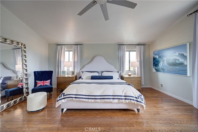 375 N 6th St, Grover Beach, CA 93433 - bedroom with lofted ceiling, wood finished floors, and ceiling fan