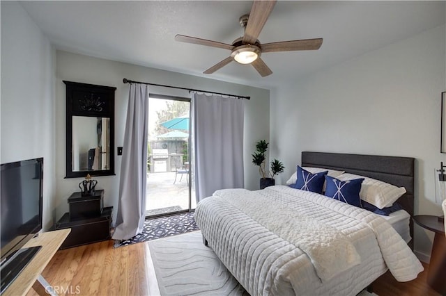 375 N 6th St, Grover Beach, CA 93433 - bedroom featuring access to outside, wood finished floors, and ceiling fan