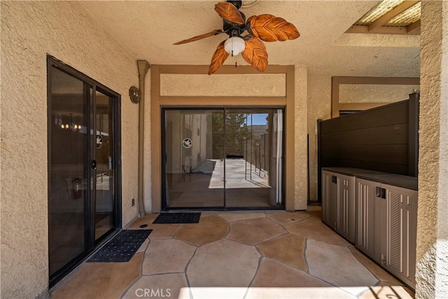 12355 Chandler Blvd Unit 101, Valley Village, CA 91607 - property entrance featuring stucco siding, a ceiling fan, and a patio
