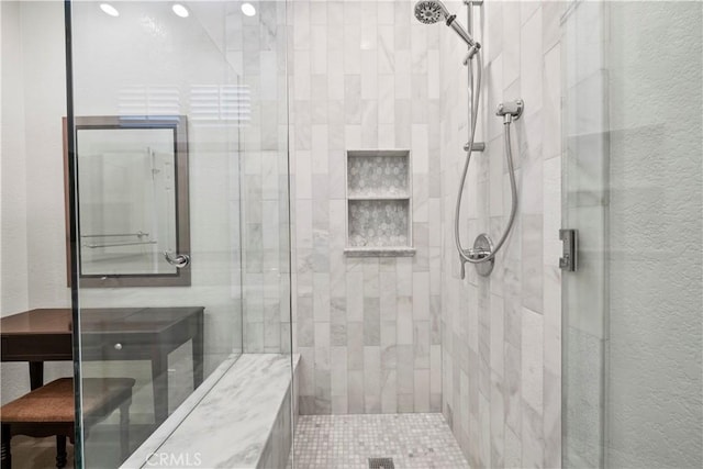 12355 Chandler Blvd Unit 101, Valley Village, CA 91607 - full bath with a stall shower and a textured wall