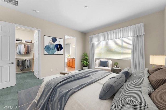 1790 N Forest Oaks Dr, Beaumont, CA 92223 - bedroom with carpet, a walk in closet, and connected bathroom