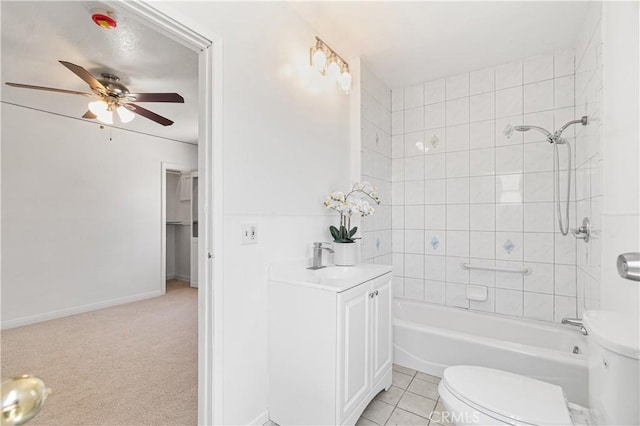 2027 W 70th St, Los Angeles, CA 90047 - bathroom featuring ceiling fan, vanity, and  shower combination