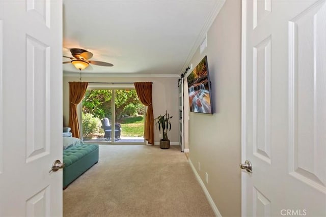 2287 Kemper Ave, Claremont, CA 91711 - hallway featuring carpet floors and ornamental molding