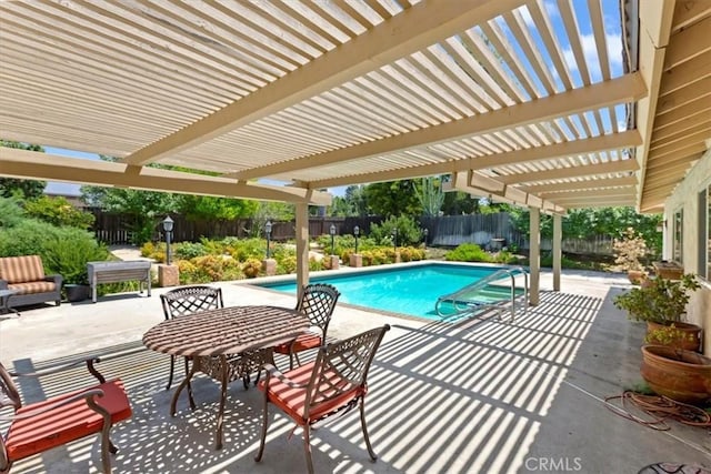 2287 Kemper Ave, Claremont, CA 91711 - view of swimming pool with a pergola, a fenced backyard, a patio, and outdoor dining space